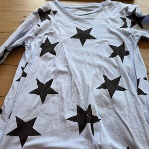 nununu Light Blue Star Print Long Sleeve Dress